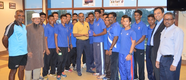 Malaysia's Deputy Minister of Youth and Sports Saravanan Murugan with national U19 cricket team. Virandeep is with the deputy minister.