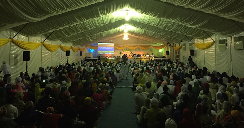 MAIN DARBAR SAHIB: The main darbar sahib was located in a huge, air-conditioned make shift tent. - PHOTO / JAGDESH SINGH
