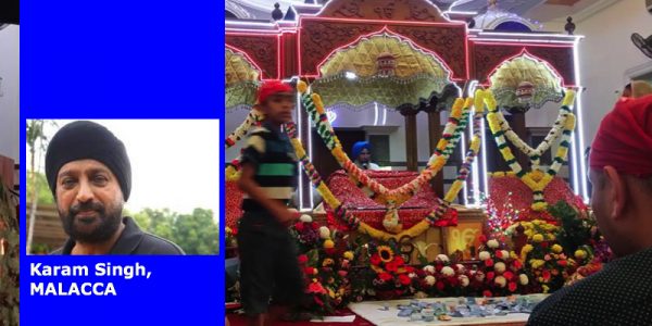 The Sant Baba Sohan Singh Ji Salaana Yaadgar Semagam 2016 going on at Gurdwara Sahib Malacca. Insert: Malacca GMC president Karam Singh