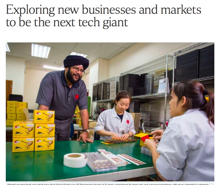 Vivian and Strontium featured in Straits Times (6 July 2016) in an article entitled 'Exploring new businesses and markets to be the next tech giant' - PHOTO / ASIA SAMACHAR