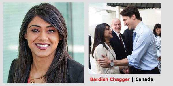 PM Justin Trudeau announced Bardish Chagger's appointment on his Facebook page using the photo on the right