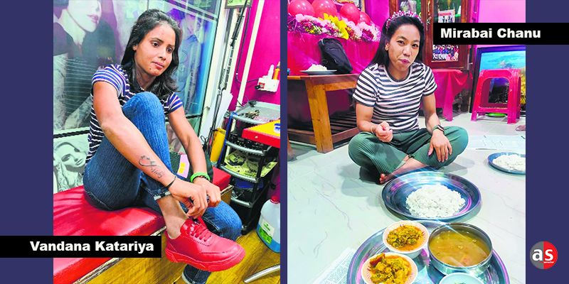 Left: It was a shameful moment when some men allegedly shouted casteist slurs outside Vandana Katariya’s house, saying India lost in the semis due to too many Dalits in the national team. Right: When Tokyo silver medallist Mirabai Chanu posted a photo of herself having a meal in her house in a Manipur village, sitting on the floor, netizens were shocked.