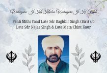 First Mithi Yaad: Late Sdr Raghbir Singh (Biri) (1959 – 2025)