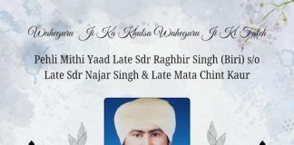 First Mithi Yaad: Late Sdr Raghbir Singh (Biri) (1959 – 2025)