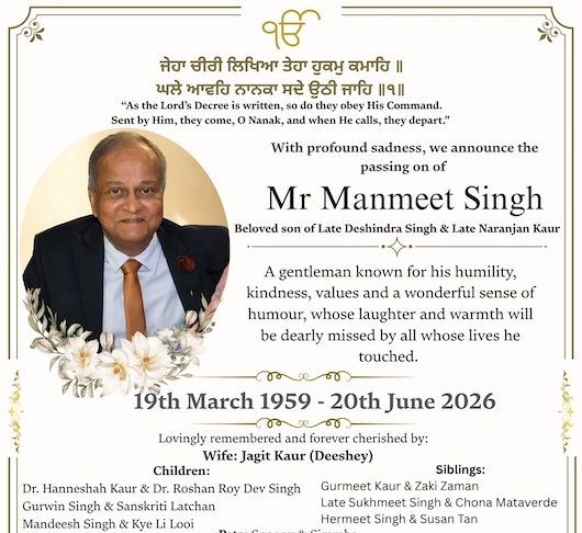 Mr Manmeet Singh (1959 – 2026), Kota Kemuning
