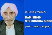In Loving Memory: Ram Singh Munsha Singh (1931 – 2022), Taiping