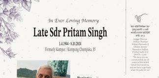 First Mithi Yaad: Sardar Pritam Singh (1944 – 2024), Formerly Kampar / Kampung Chempaka, PJ