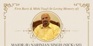 First Mithi Yaad: Major (R) Narinjan Singh (1957 – 2024)