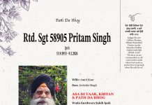 Rtd. Sgt 58905 Pritam Singh (1953 – 2026), Ipoh