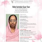 Mdm Surindar Kaur Toor w/o Late S. Letchman Singh Maan Juru